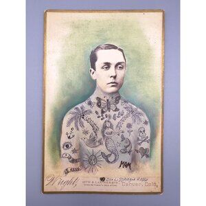 Tattooed Sailor Victorian Cabinet Card Photo Altered Art Painting by Dee Sprague